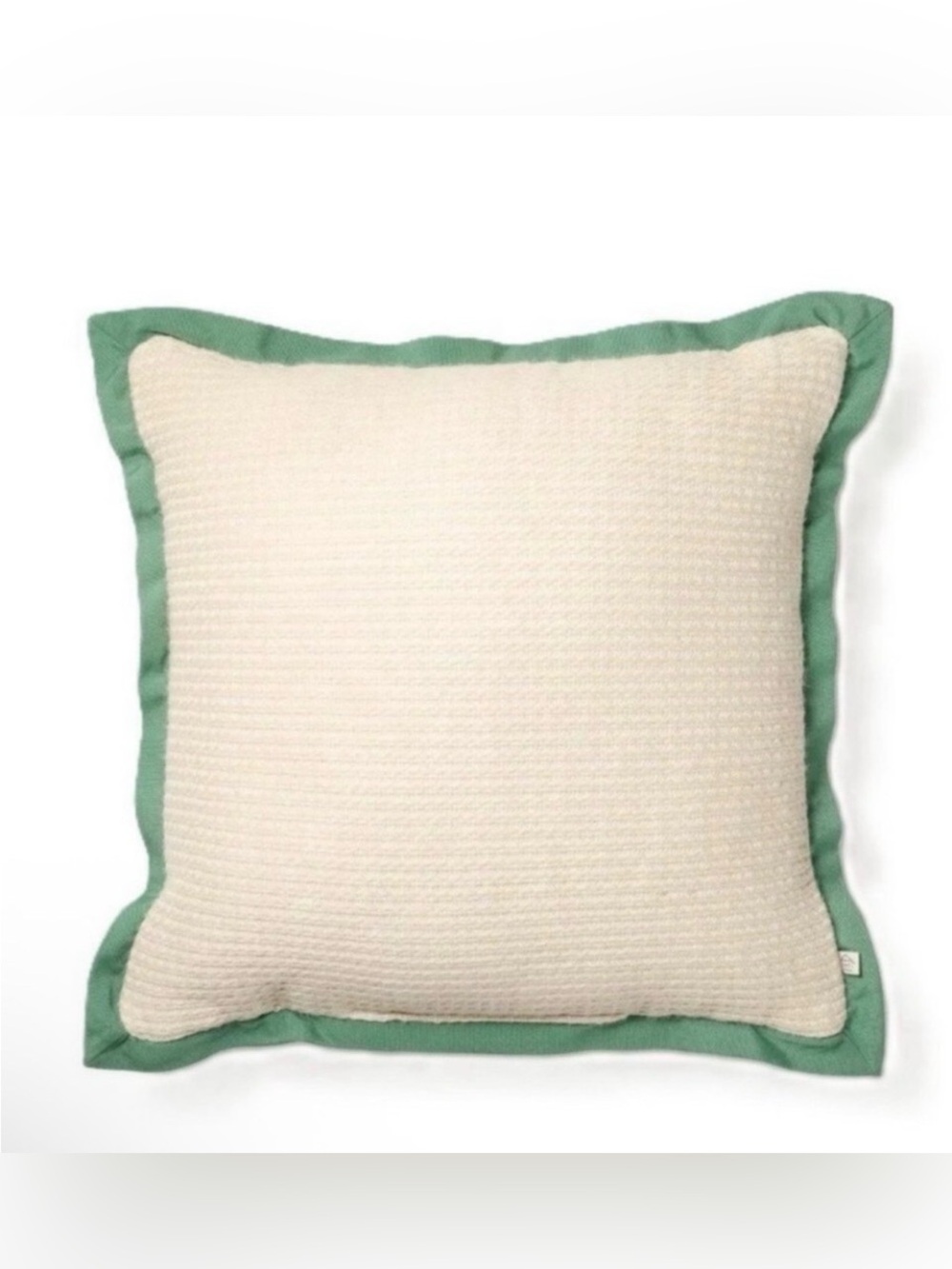 Hearth & Hand Cream Pillow with Green Trim Decorative 18” Throw Pillow NWT